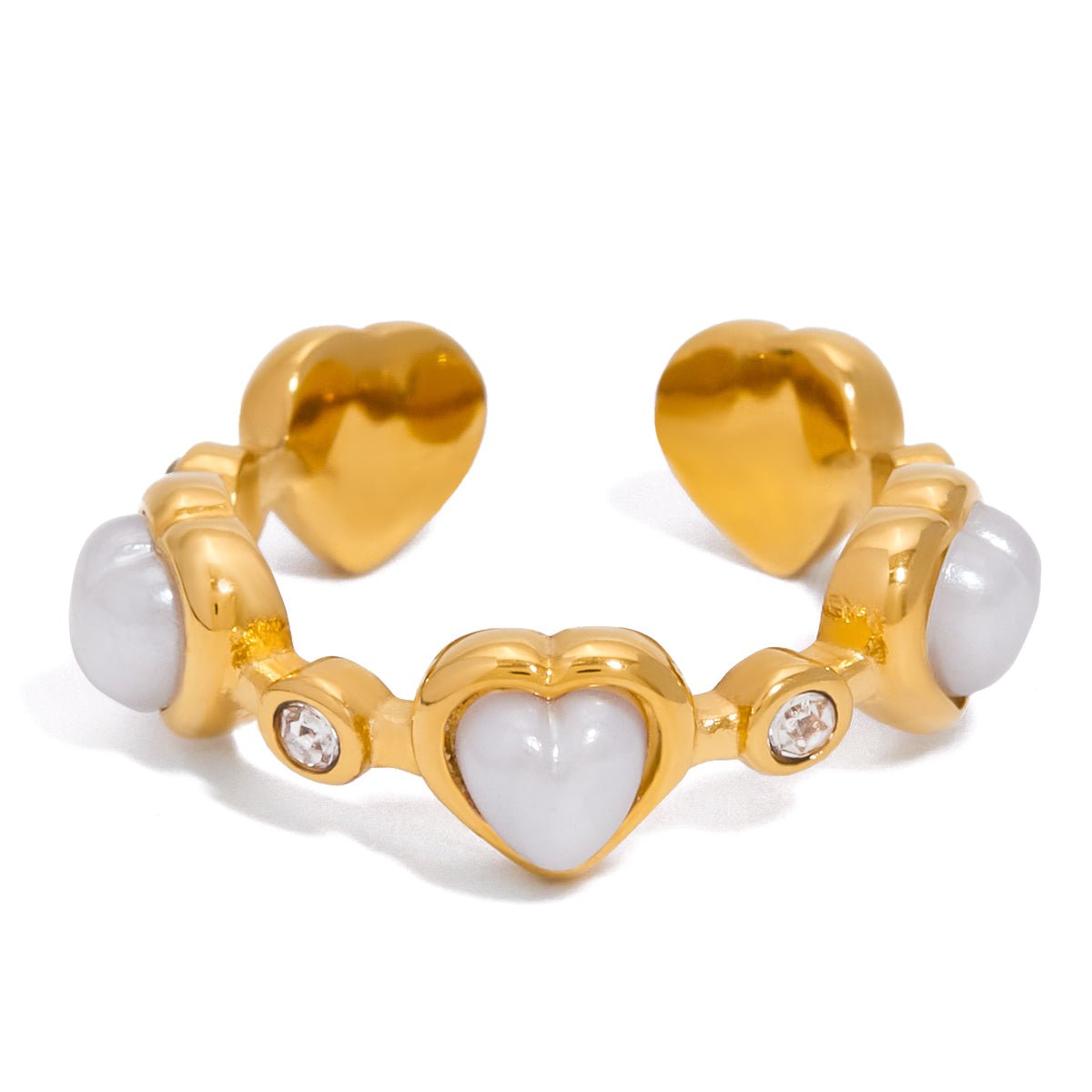 Esme Bague Cœur Blanche | Or 18K