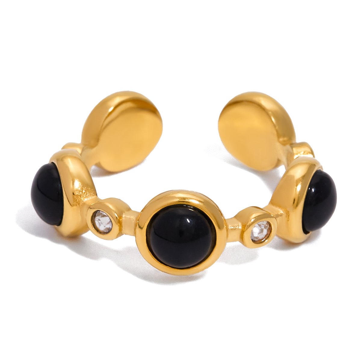 Bague manchette noire Ayana | Or 18K