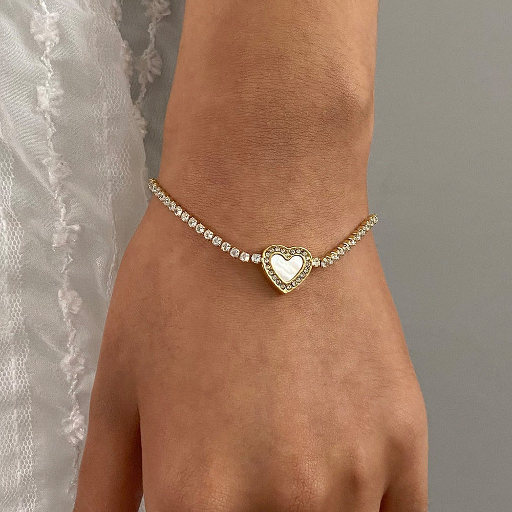 Bracelet de tennis cœur en diamant Cameron