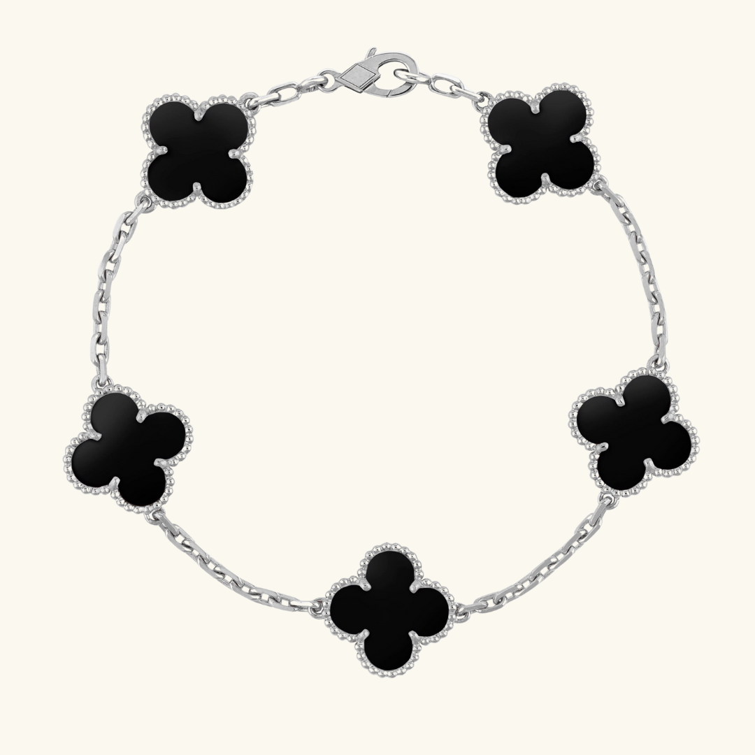 CLOVER | Bracelet Noir/Argent