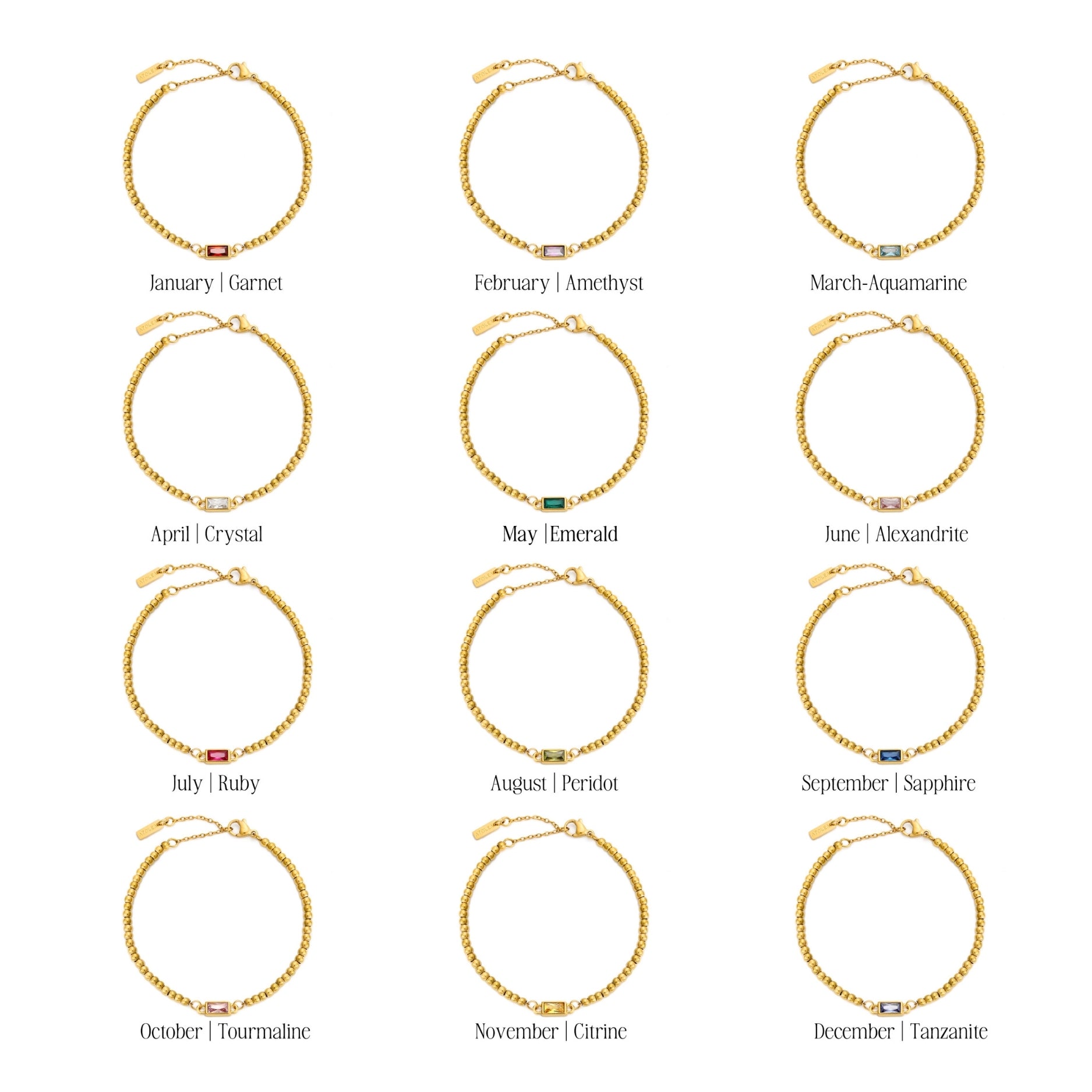 Bracelet en perles avec pierre de naissance