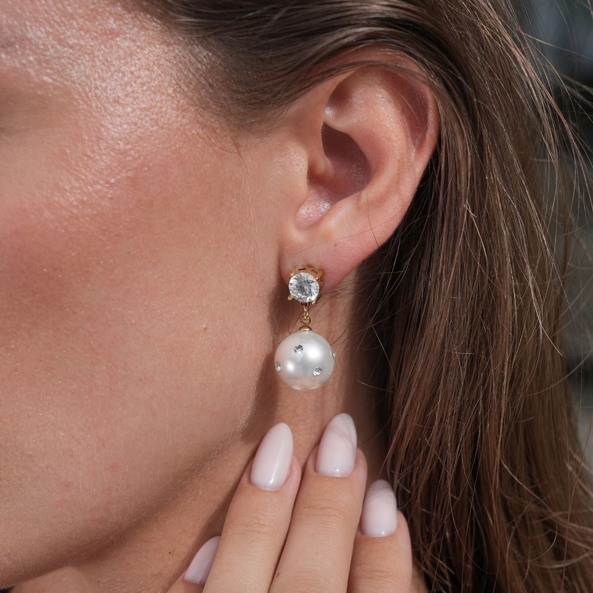 Boucles d'oreilles en perles de cristal Mirage | Or 18K
