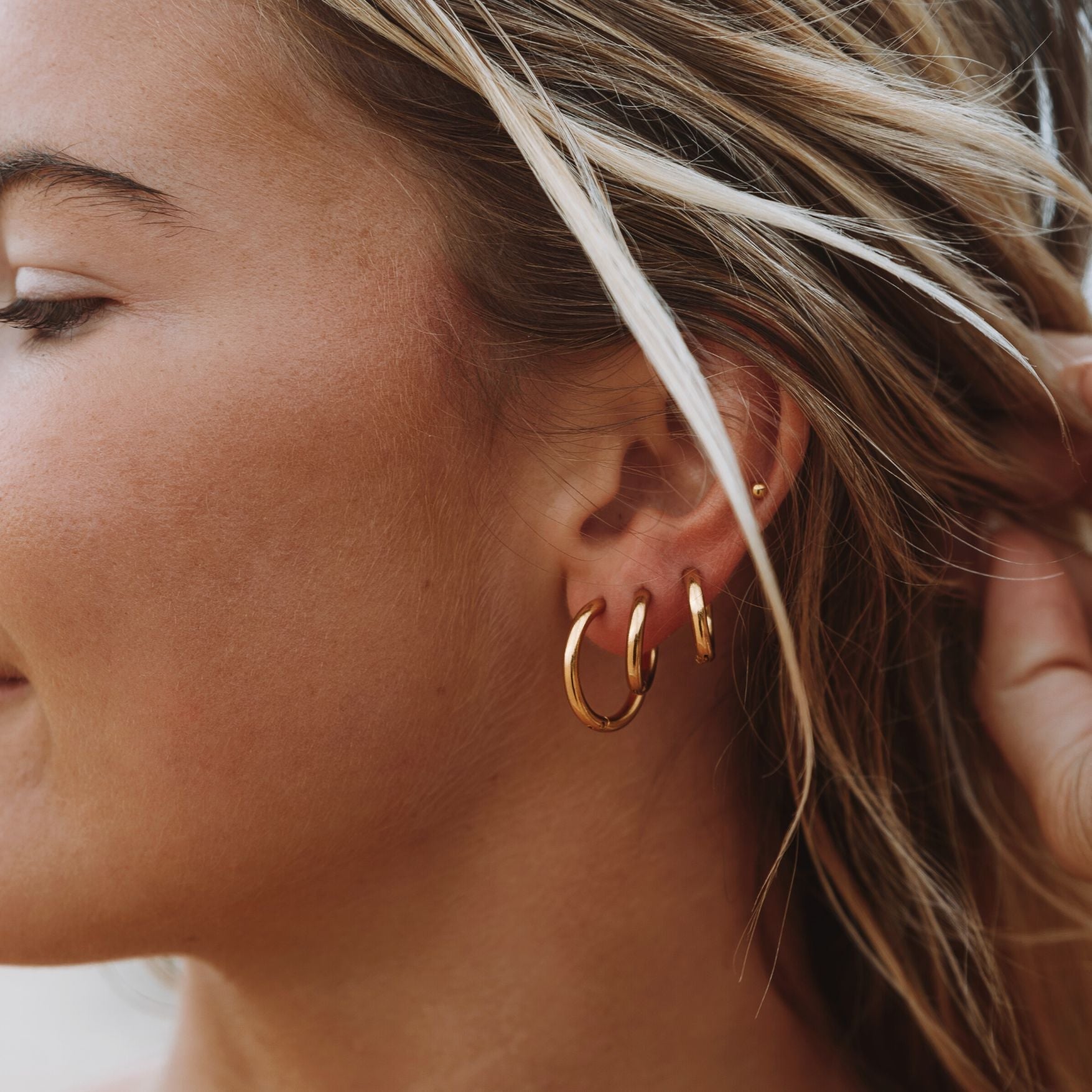 Ensemble de Boucles d'Oreilles Triple Anneau