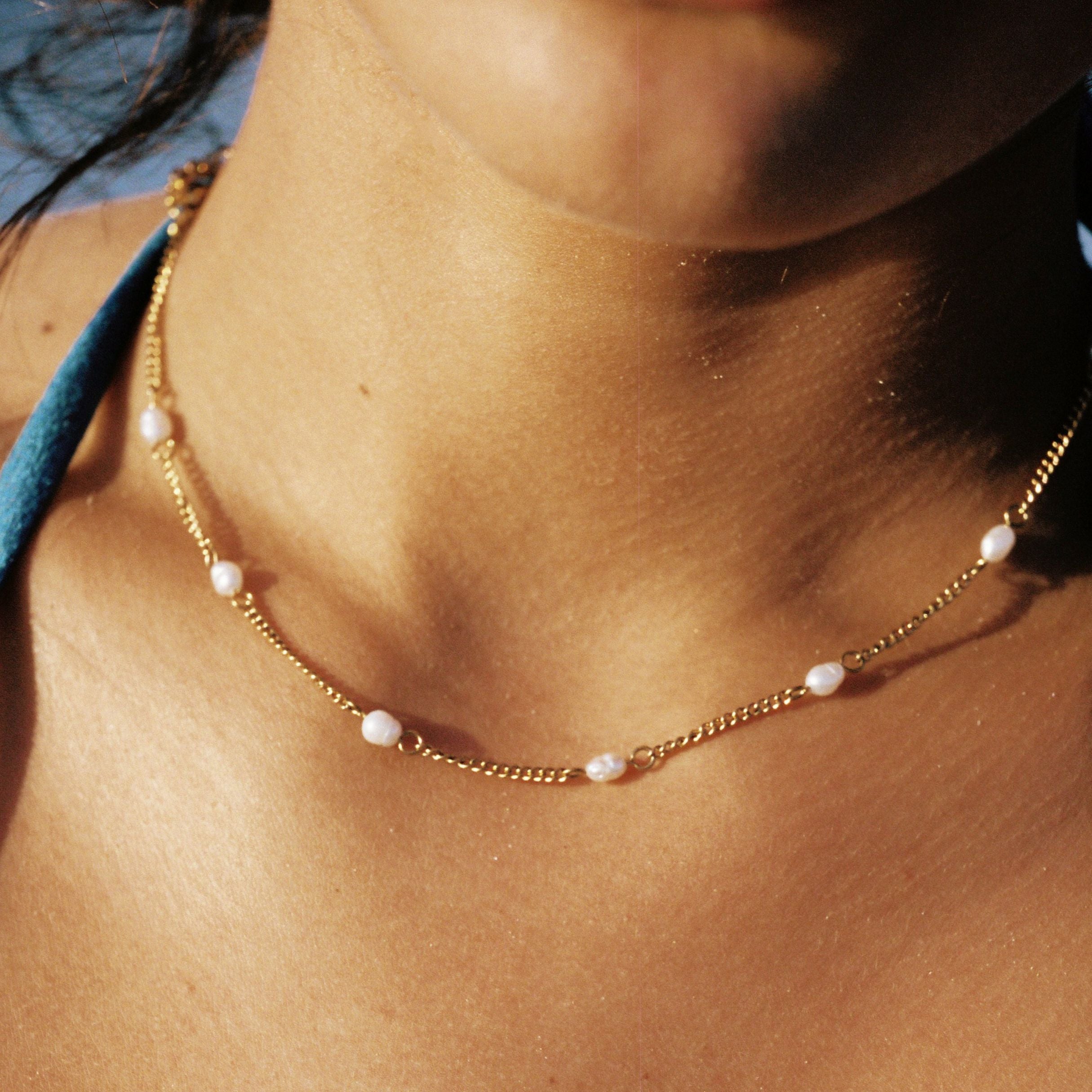 Collier Choker en Perles d'Or Fines