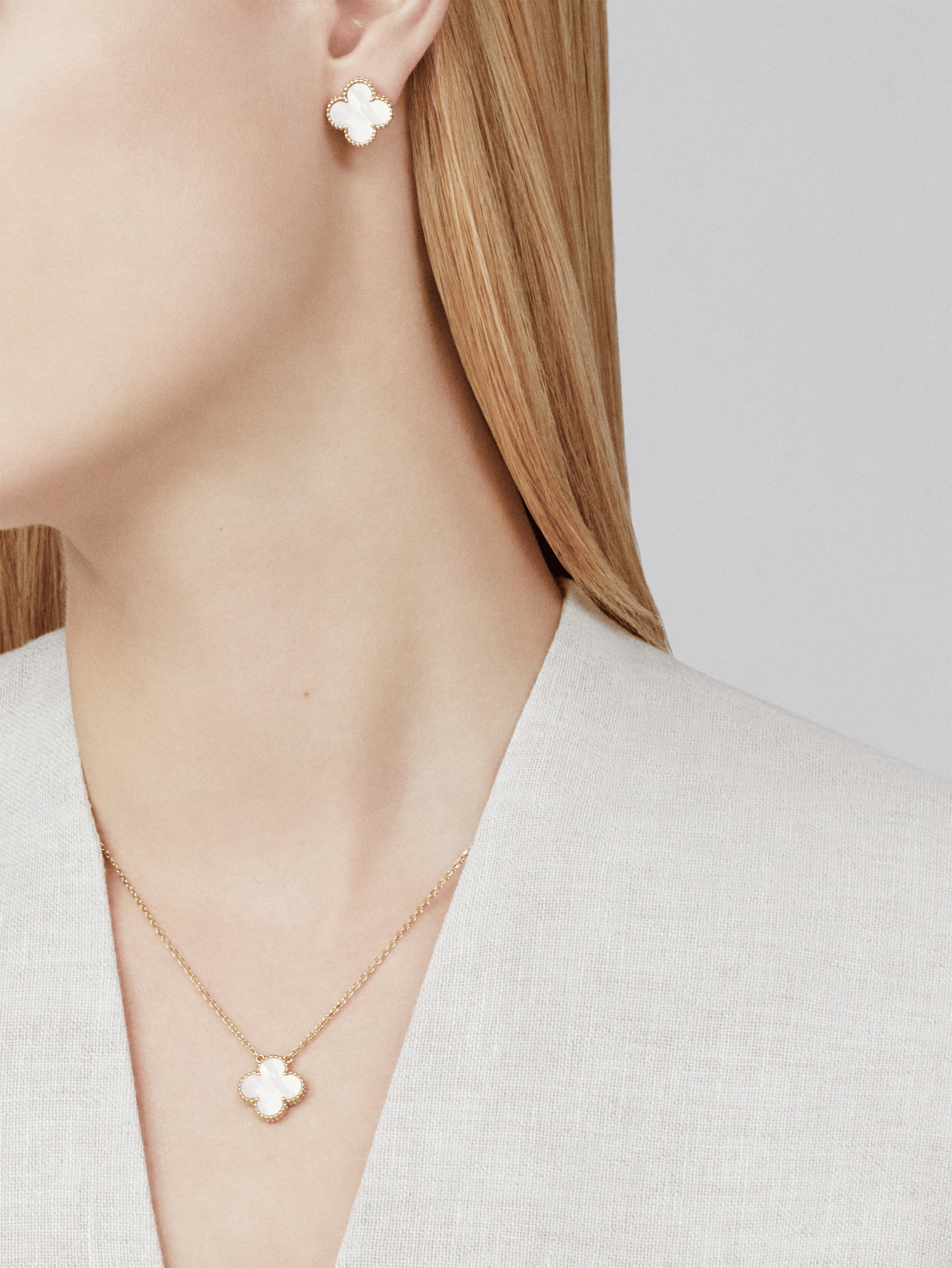 CLOVER | Collier en Or Blanc