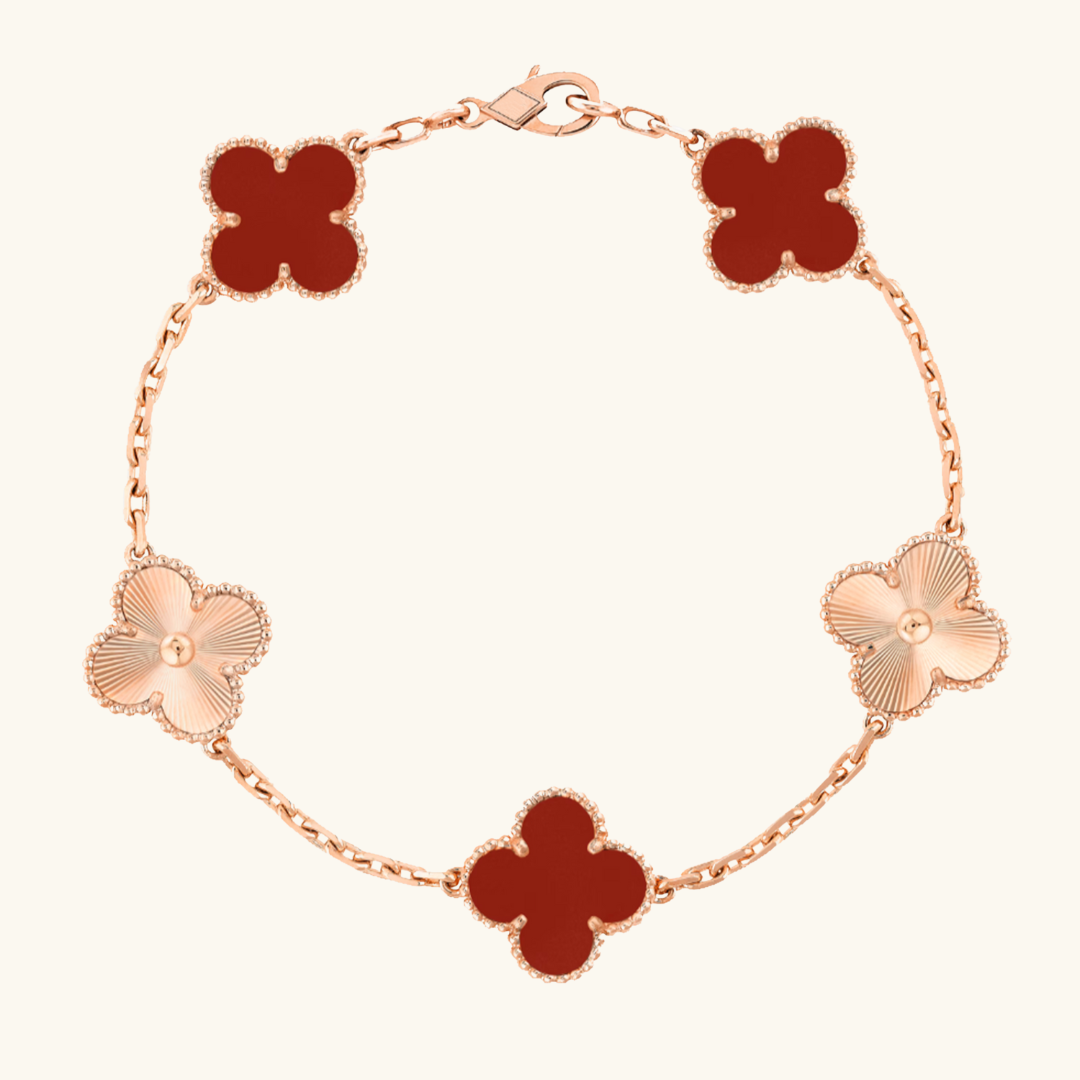 CLOVER | Bracelet en or rose avec guillochage