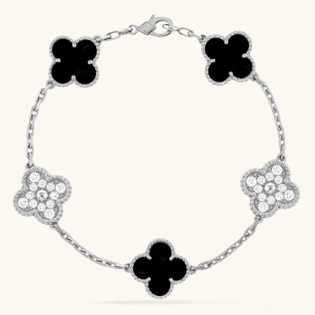 CLOVER | Bracelet Prestige Noir/Argent