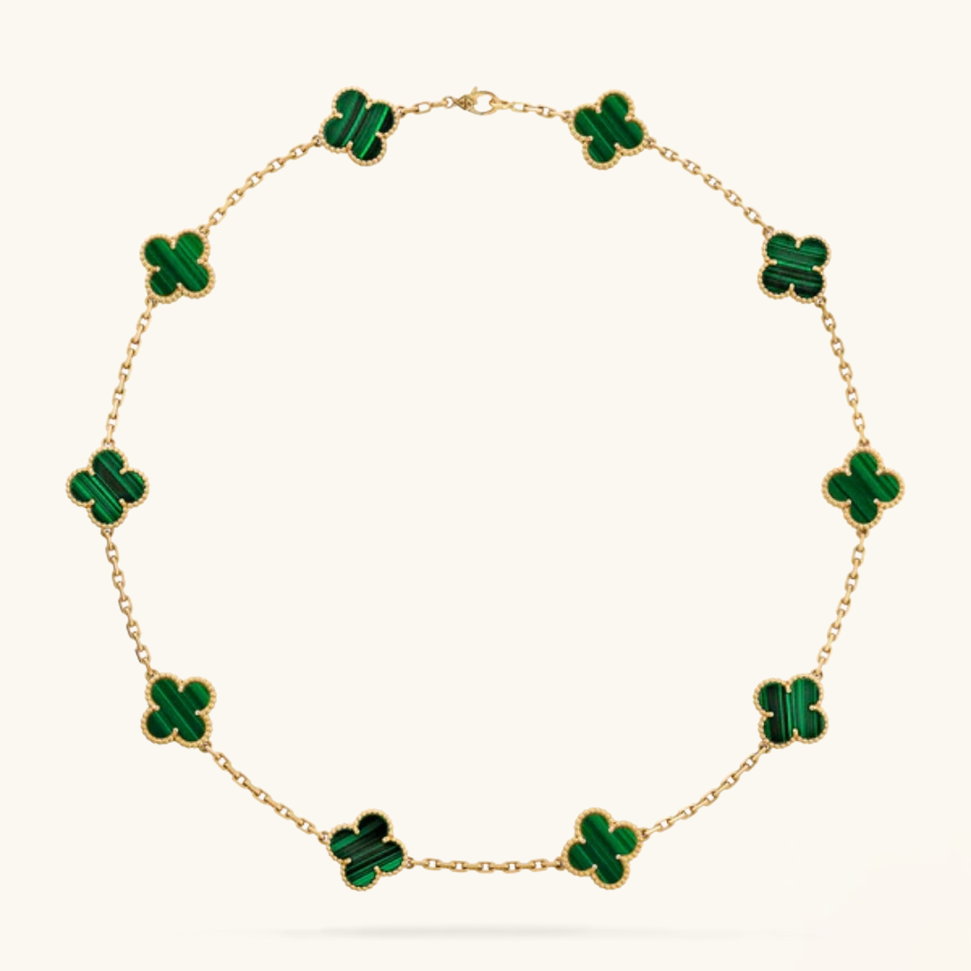 CLOVER | Collier en Or avec 10 Motifs en Couleur Verte