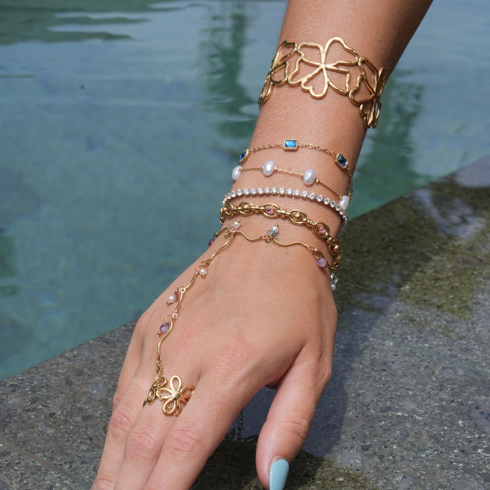 Bracelet en perles Nuvia | Or 18K