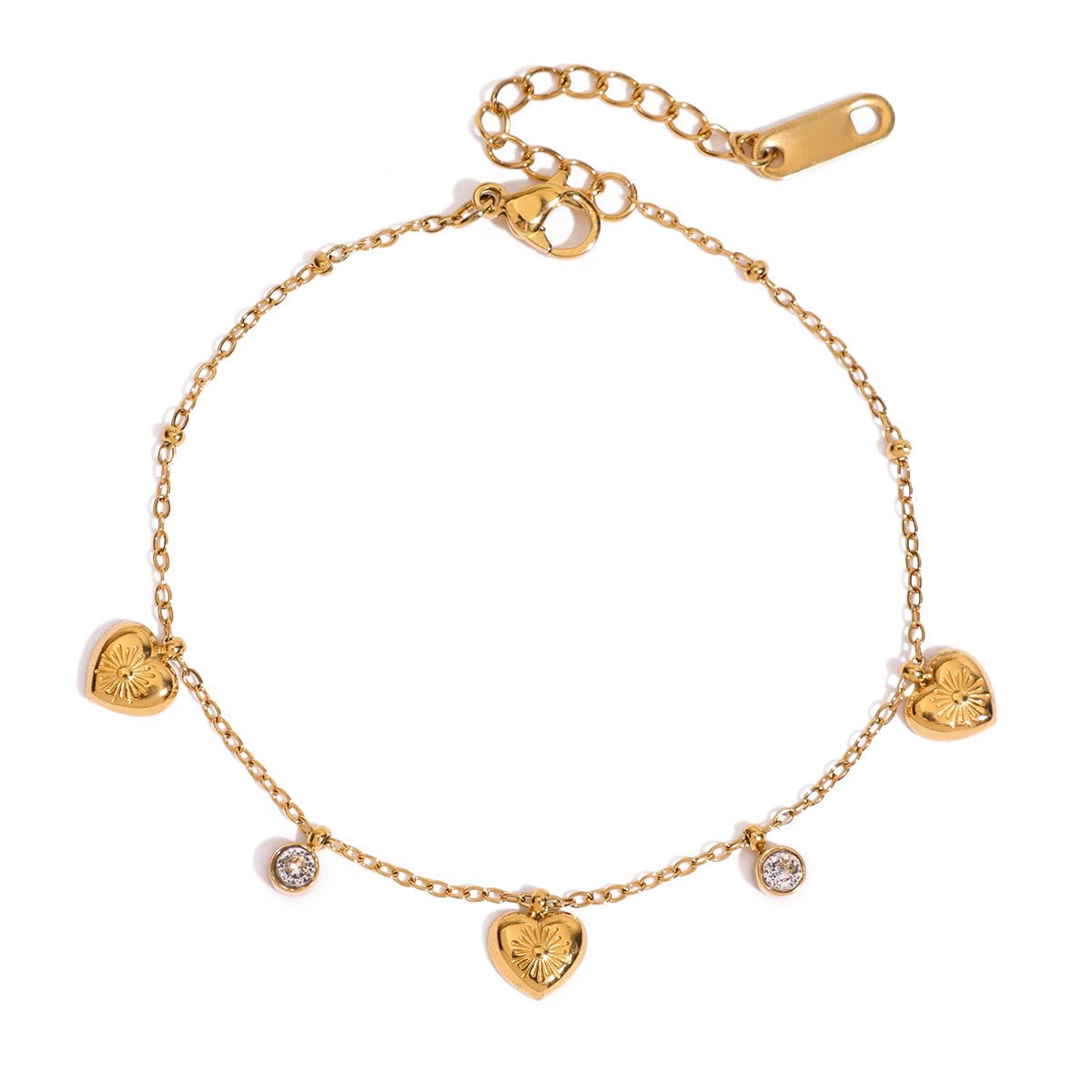 Bracelet Charme Cœur en Velours Or 18K