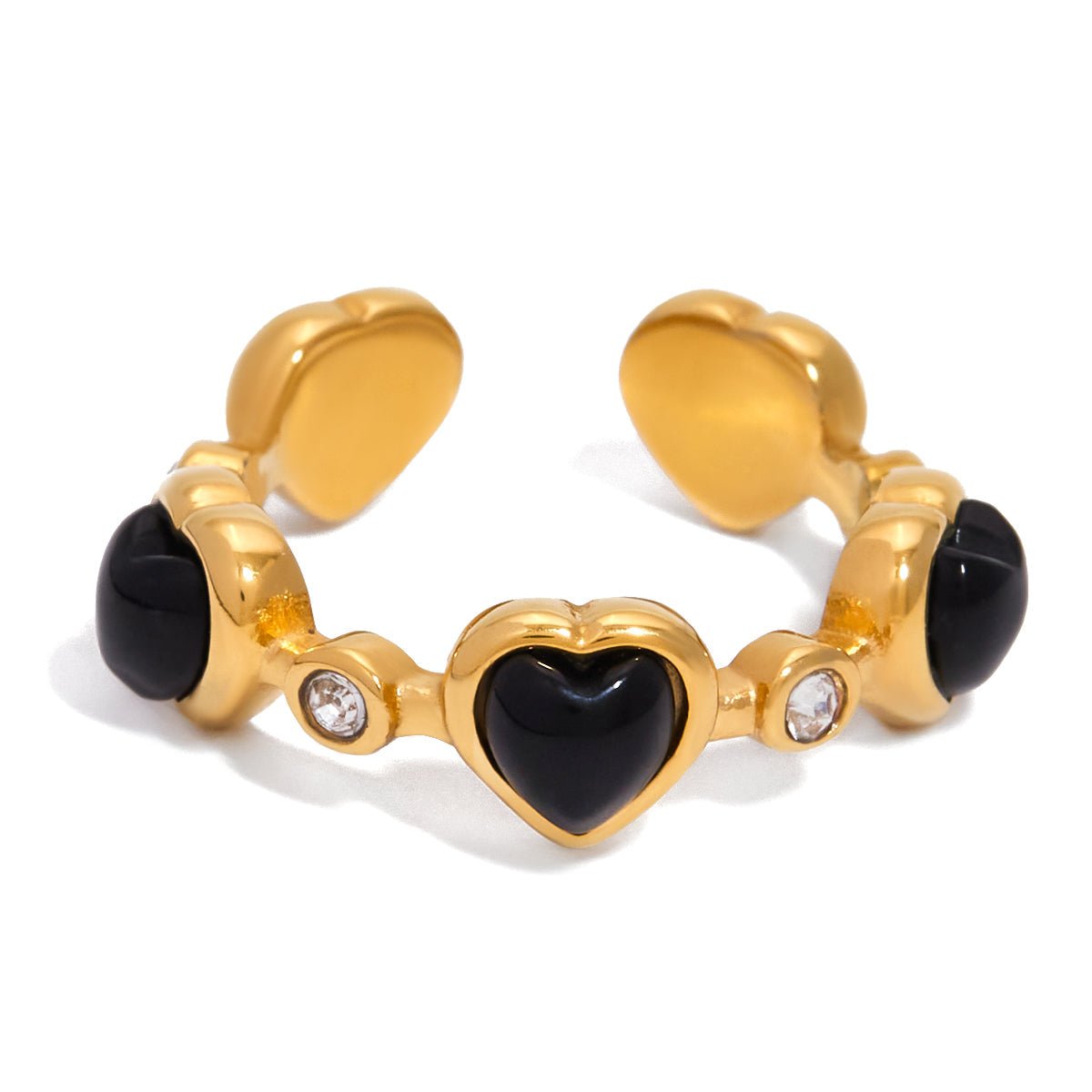 Esme Onyx Bague Coeur en Or 18K