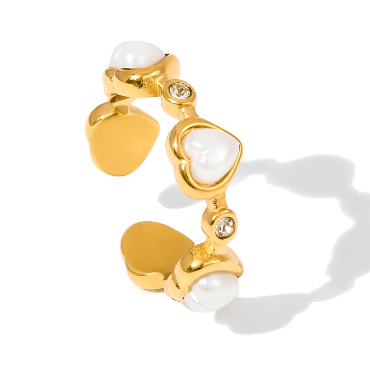 Esme Bague Cœur Blanche | Or 18K