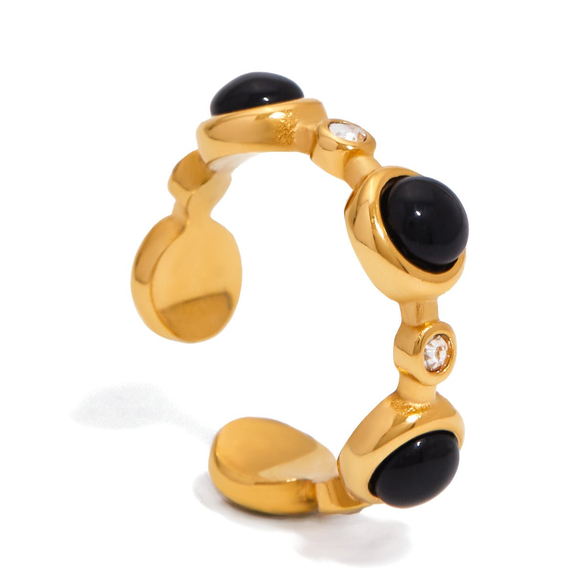 Bague manchette noire Ayana | Or 18K