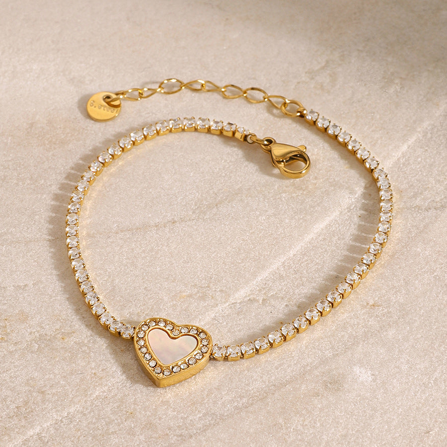 Bracelet de tennis cœur en diamant Cameron