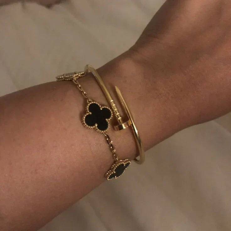 CLOVER | Bracelet Noir/Or
