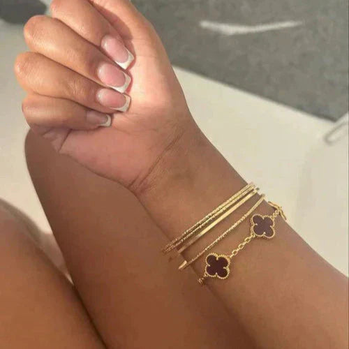 CLOVER | Bracelet Noir/Argent
