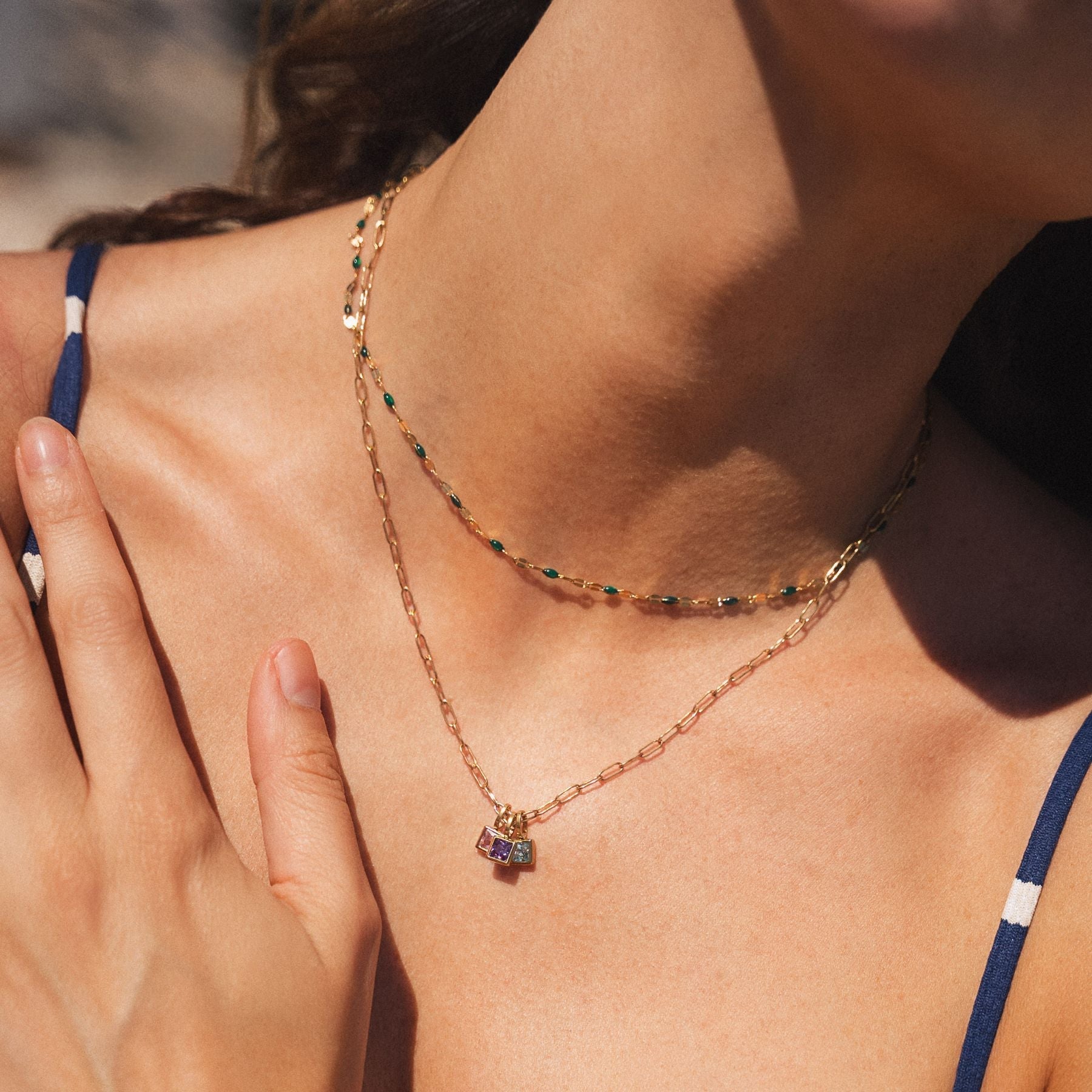 Collier en pierre de naissance en forme de trombone