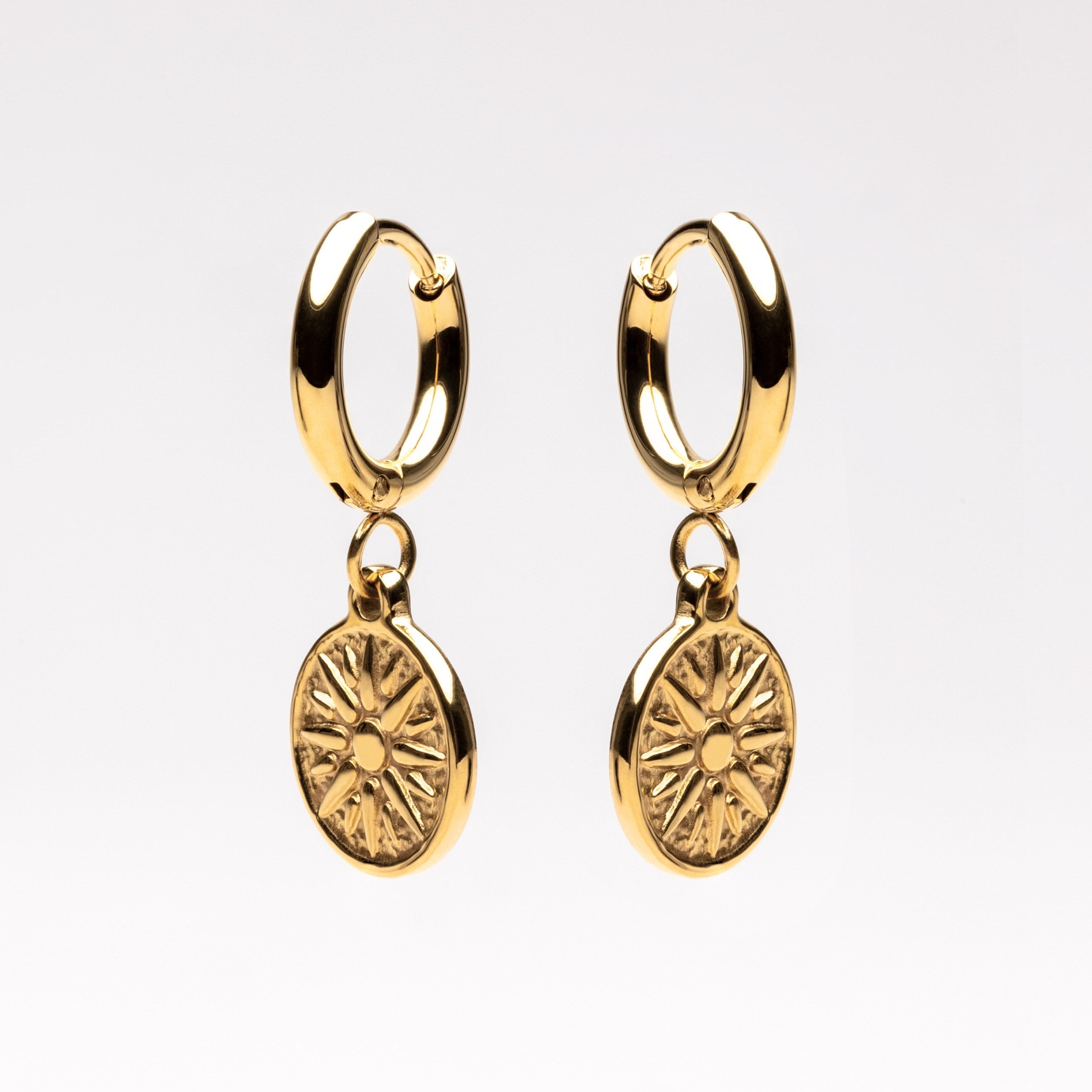 Boucles d'oreilles solaires dorées