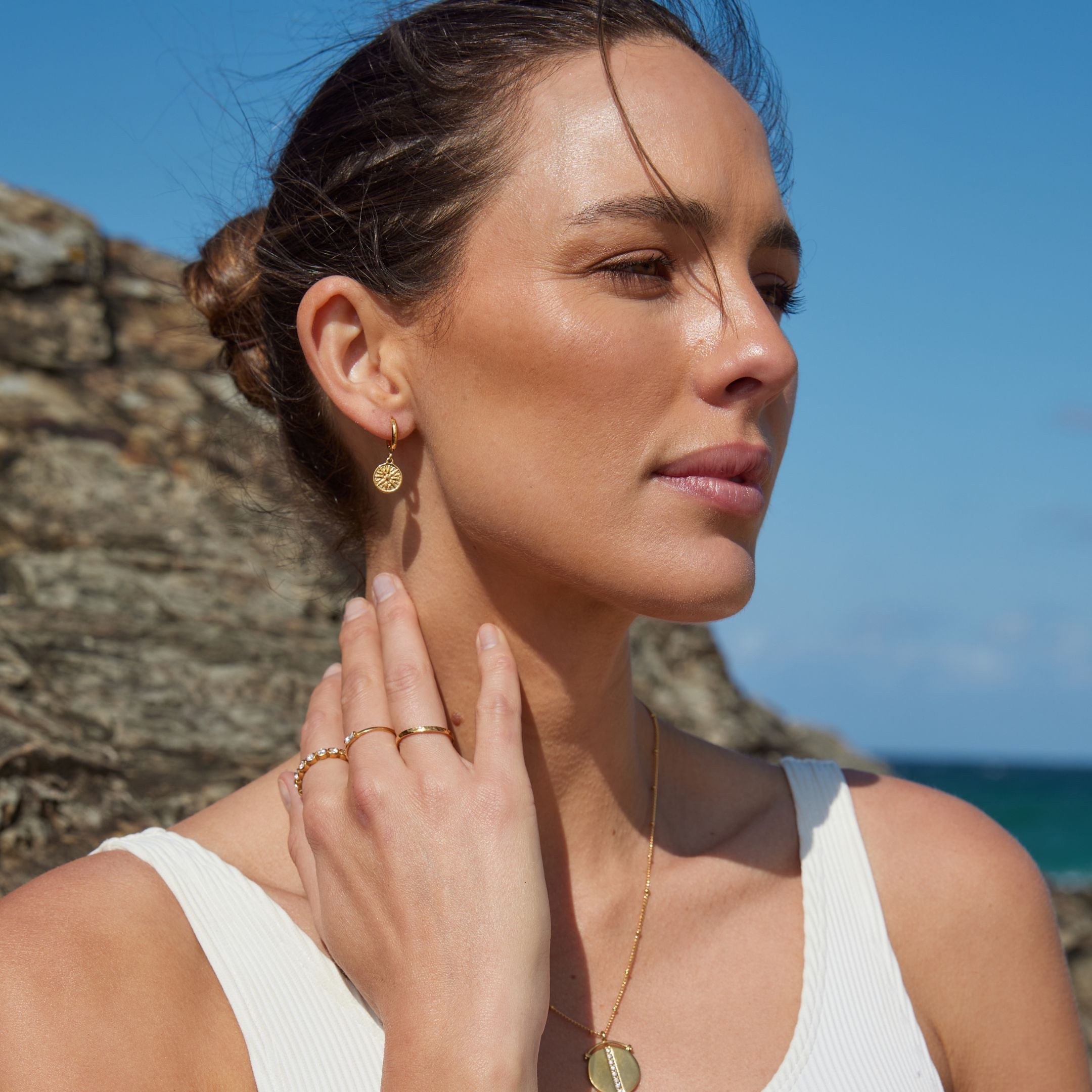 Boucles d'oreilles solaires dorées