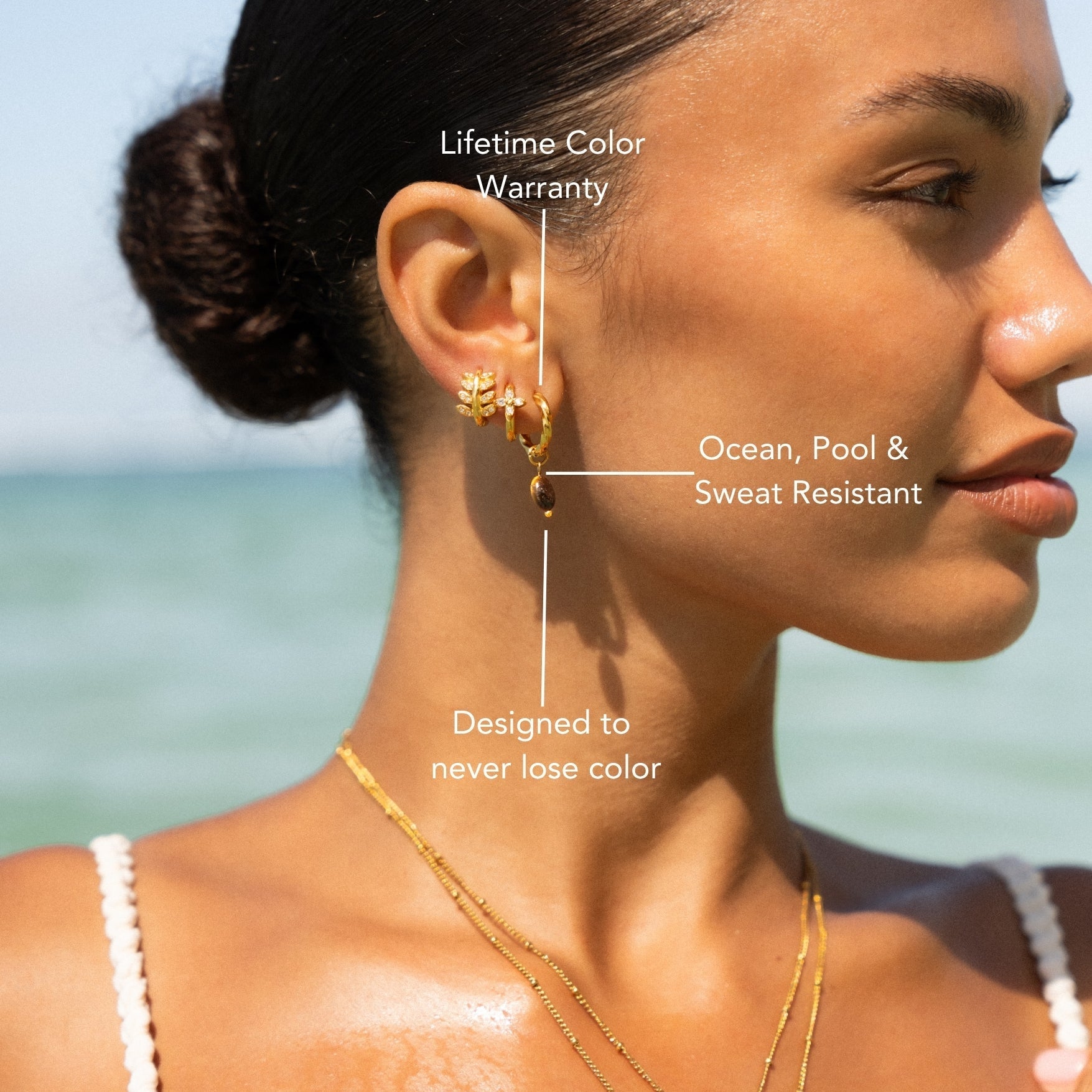 Boucles d'oreilles créoles en œil de tigre